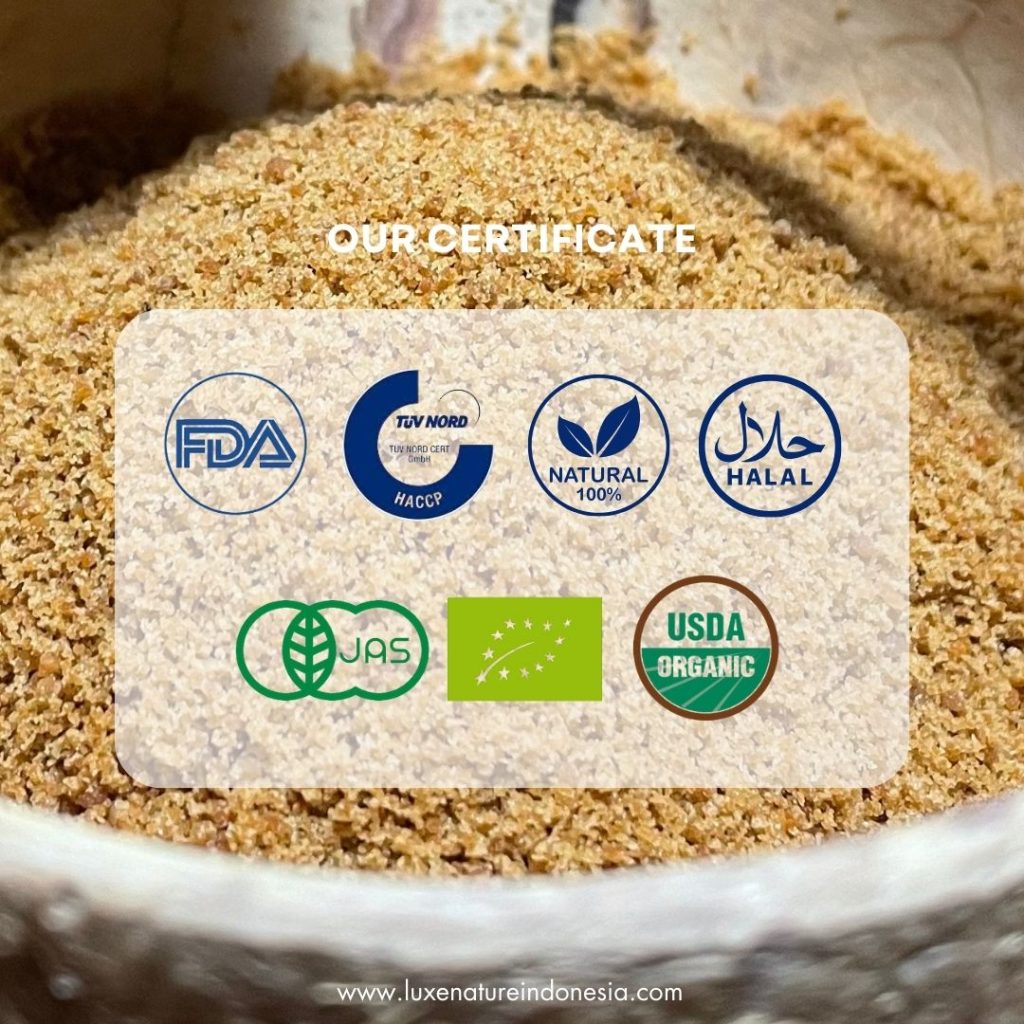 certificate coconut sugar